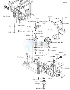 MULE PRO-DXT KAF1000BJF EU drawing Engine Mount