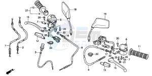 CB250 drawing HANDLE LEVER/SWITCH/CABLE (1)