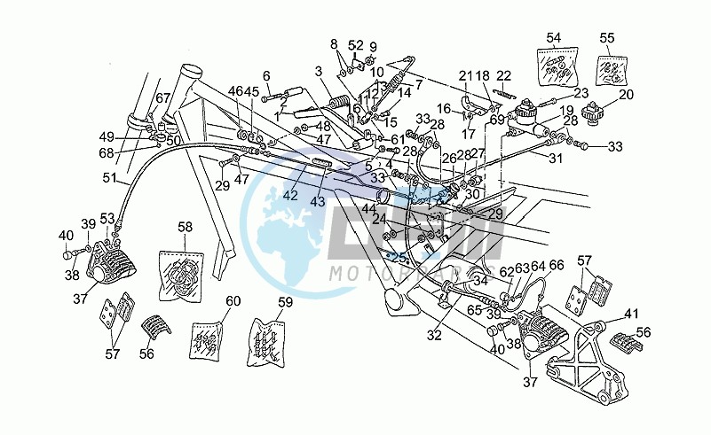 Front lh/rear brake system