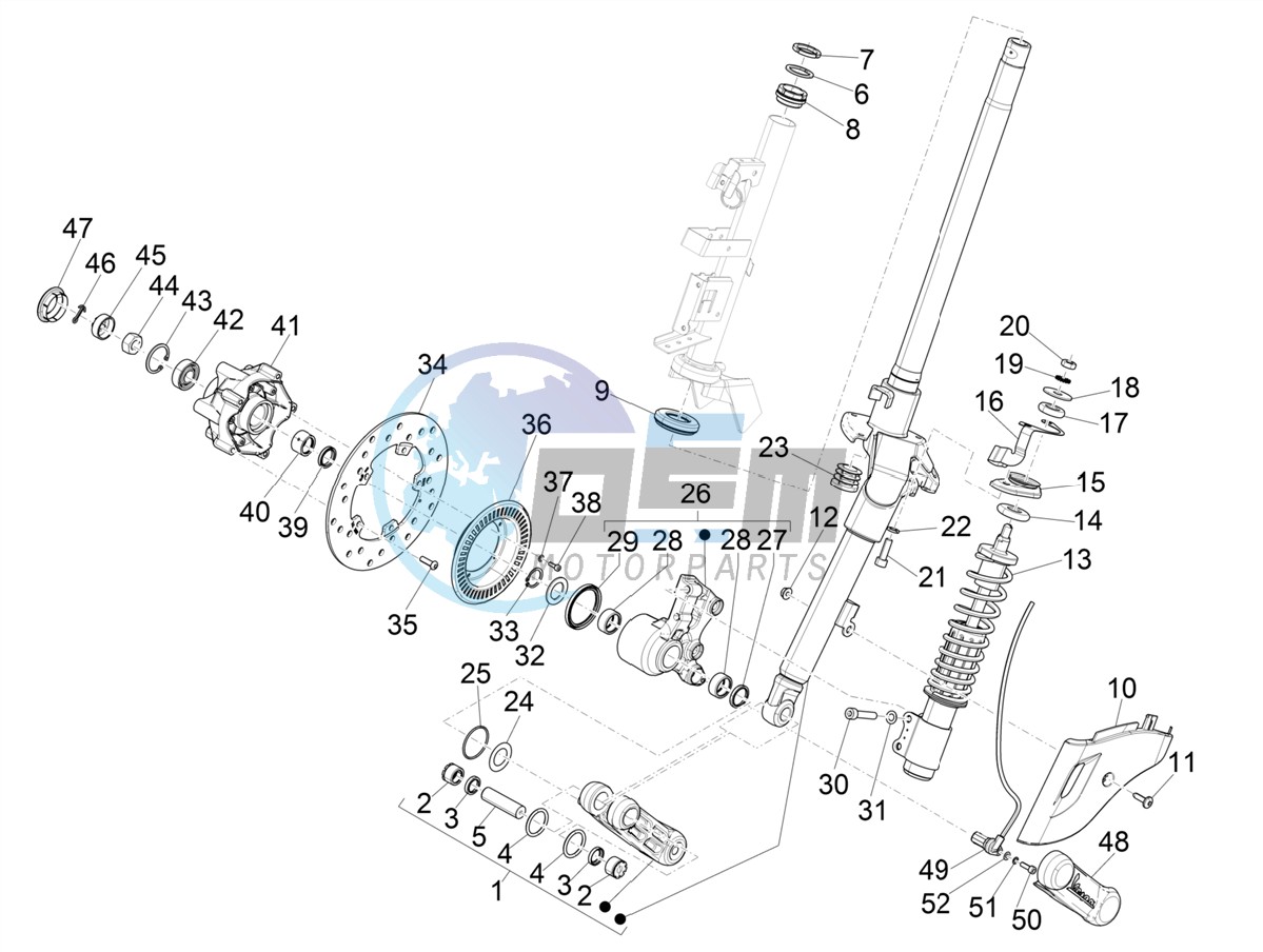 Fork/steering tube - Steering bearing unit