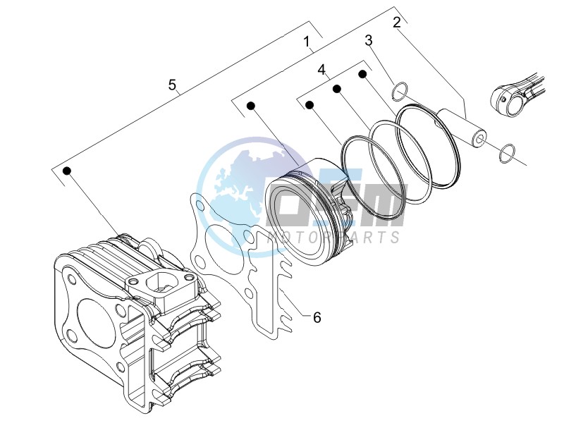 Cylinder-piston-wrist pin unit