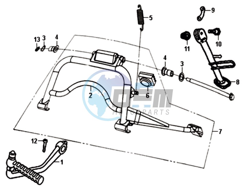 CENTRAL STAND /SIDE STAND/ KICKSTARTER PEDAL