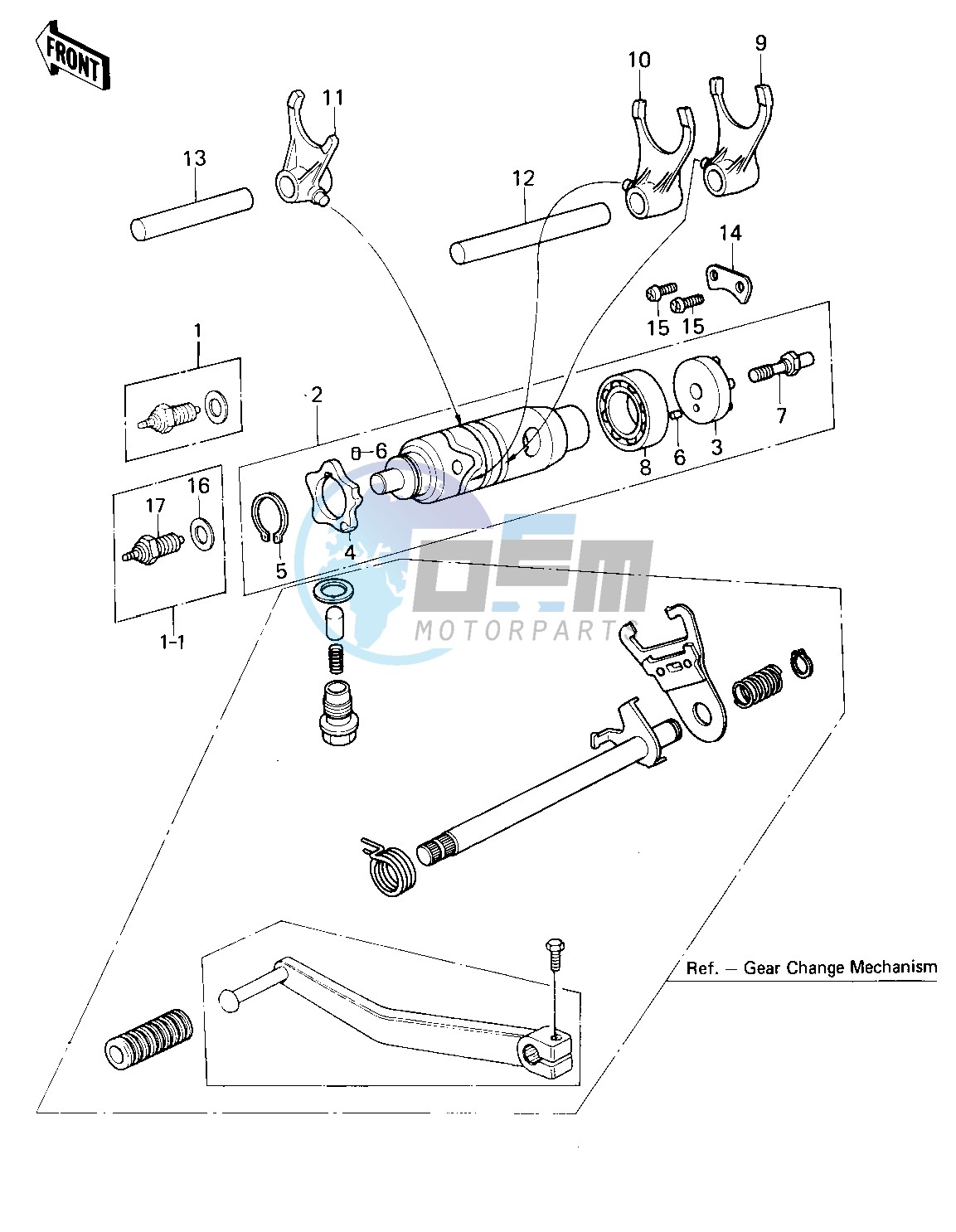 GEAR CHANGE DRUM_FORKS -- 80-81 KL250-A3_A4- -