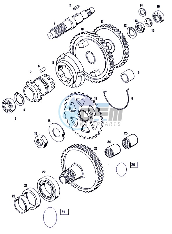 Countershaft-mainshaft