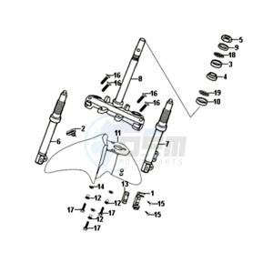 SYMPHONY SR 50 (L8) EU drawing FRONT FORK / FRONT MUDGUARD / STEERING CROWN