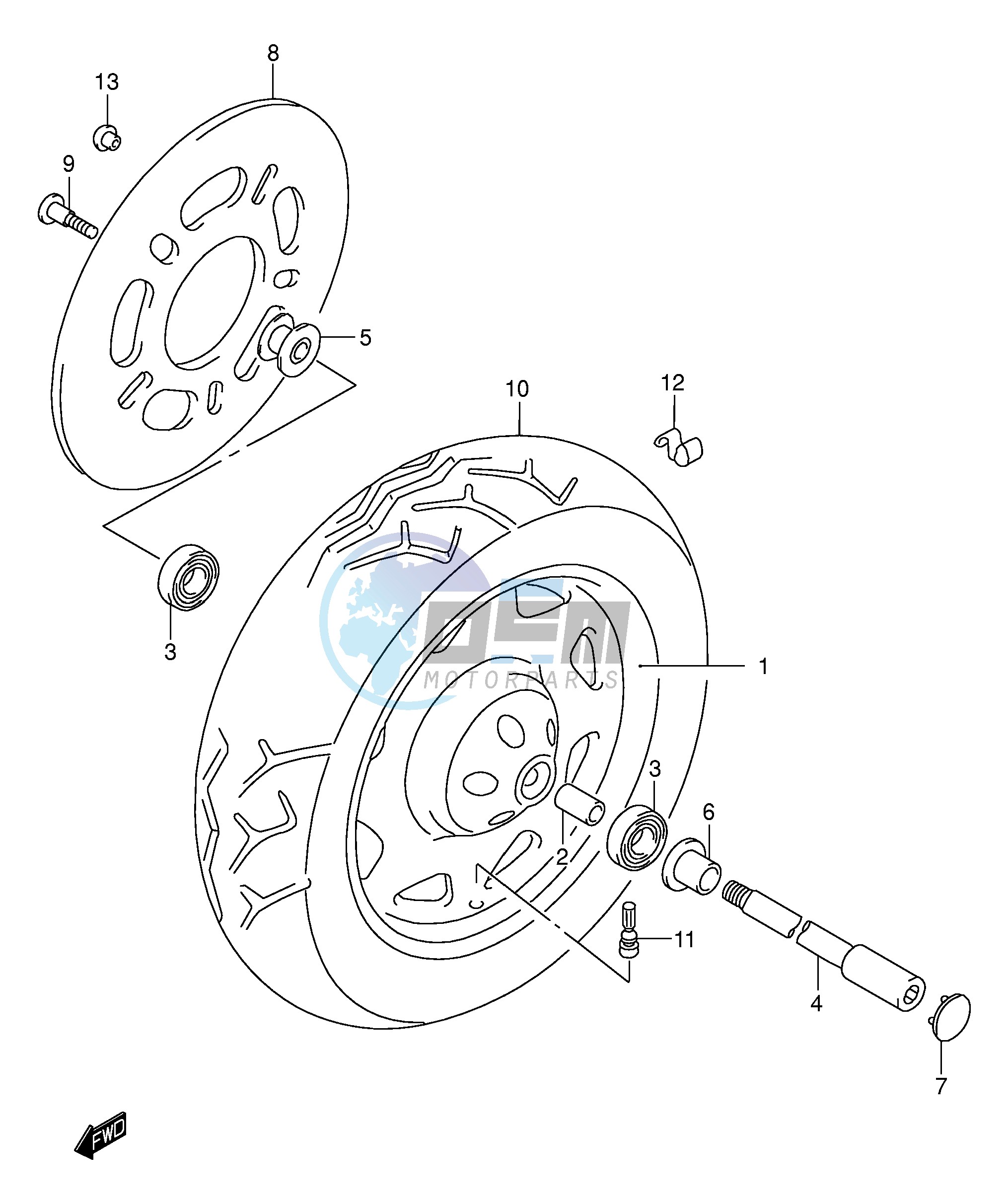 FRONT WHEEL (MODEL W X Y K1)