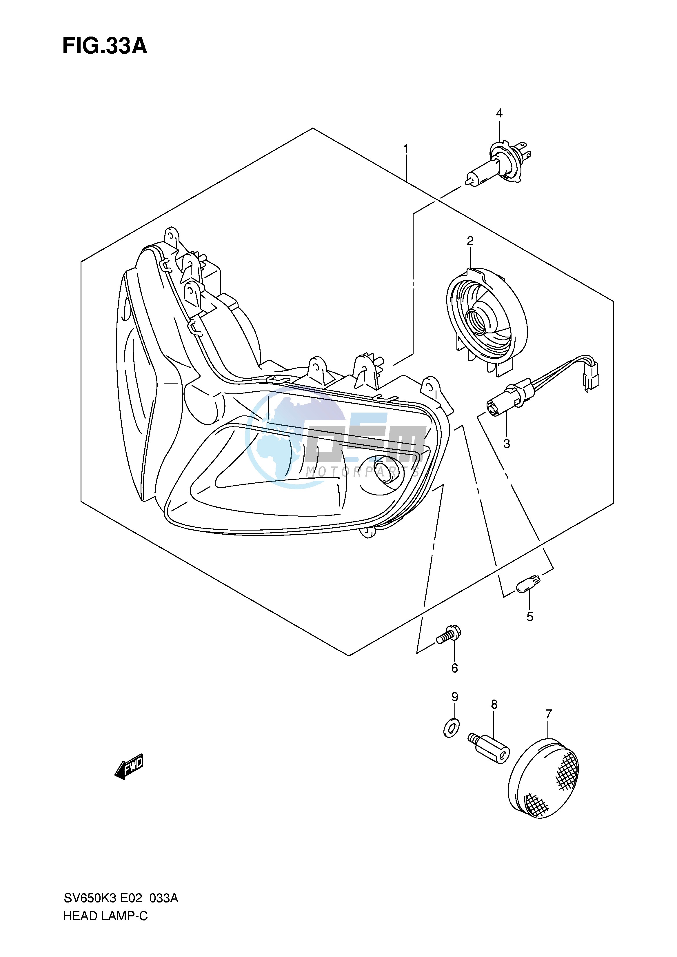 HEADLAMP (SV650SK3 SK4 SK5 SK6 SK7 SAK7 E24)