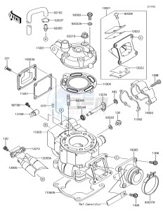 KX85-II KX85DHF EU drawing Cylinder Head/Cylinder