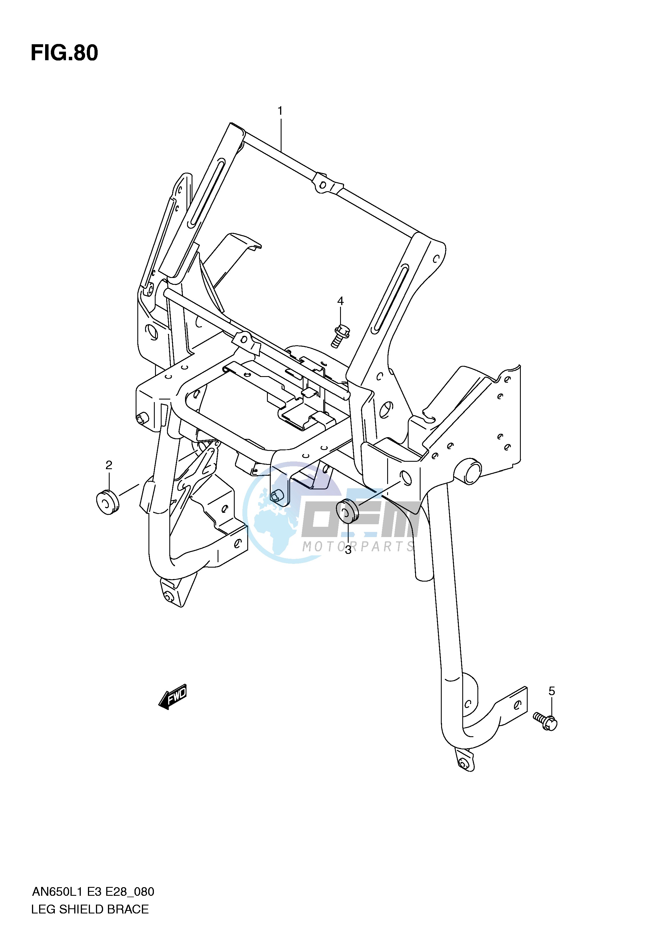 LEG SHIELD BRACE (AN650AL1 E28)