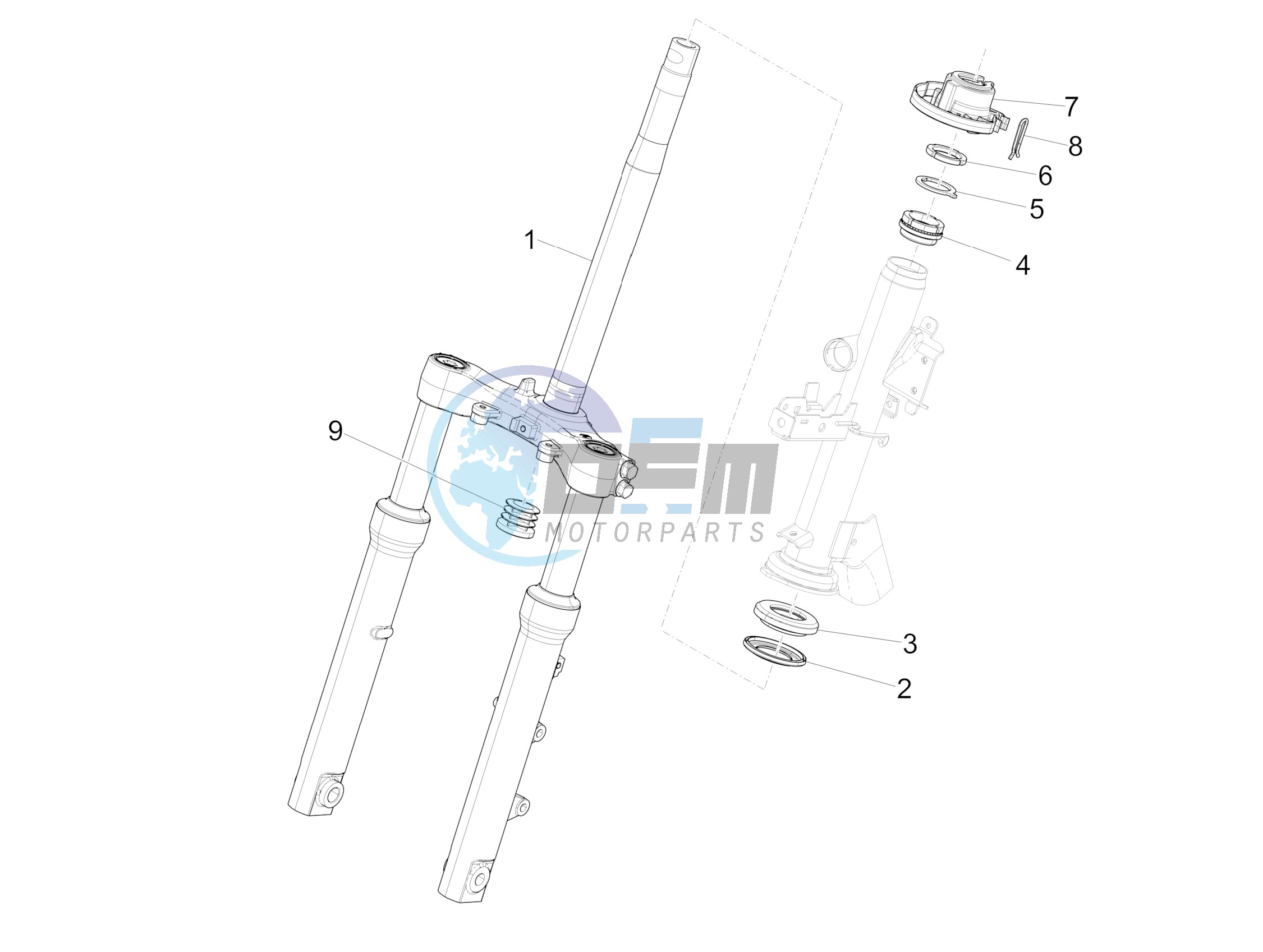 Fork/steering tube - Steering bearing unit