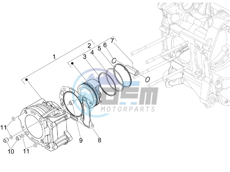 Cylinder-piston-wrist pin unit