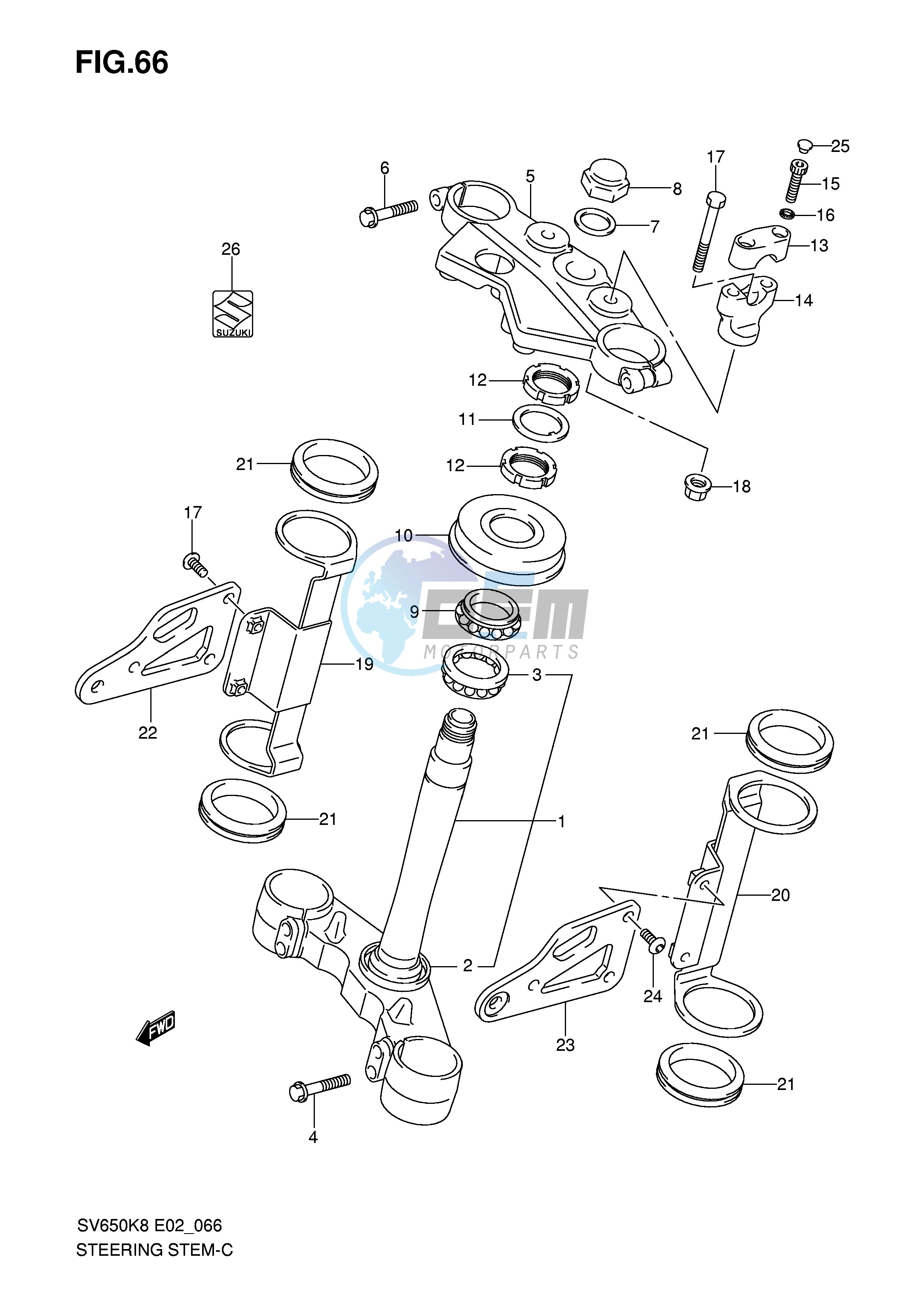 STEERING STEM (SV650K8 UK8 AK8 UAK8 K9 UK9 AK9 UAK9)