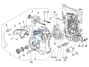 X Evo 125 Euro 3 (UK) drawing Flywheel magneto cover - Oil filter