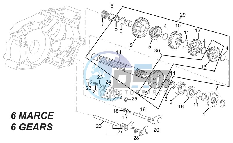 Driven shaft - 6 GEARS