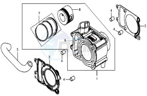 JOYRIDE 125 E2 drawing CYLINDER MET PISTON / CYLINDER GASKETS TOP AND BOTTOM