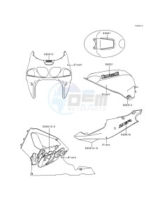 ZX 750 P [NINJA ZX-7R] (P1-P4) [NINJA ZX-7R] drawing DECALS-- BLACK- --- ZX750-P3- -