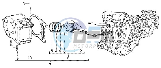 Cylinder-piston-wrist pin assy