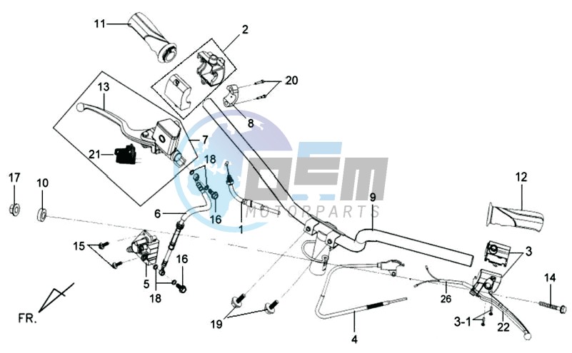 HANDLEBAR / BRAKE LEVERS CPL  L /R