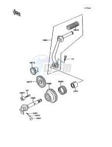 KE 100 B [KE100] (B11-B15) [KE100] drawing KICKSTARTER MECHANISM