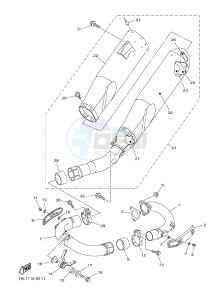 YZ450F (1SL5 1SL6 1SL7 1SL8) drawing EXHAUST