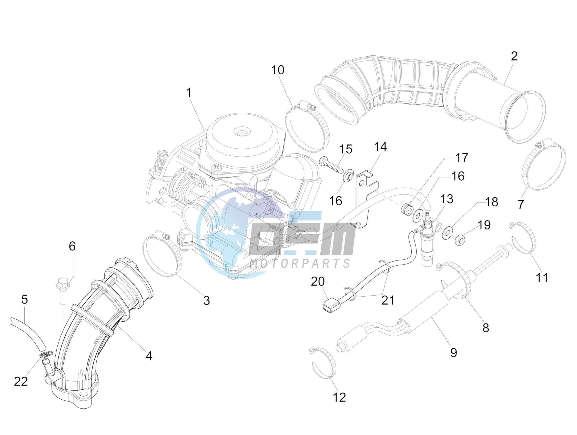 Carburettor, assembly - Union pipe