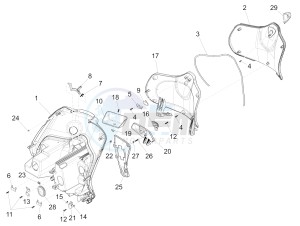 Fly 50 4T 4V USA (EMEA) drawing Front glove-box - Knee-guard panel