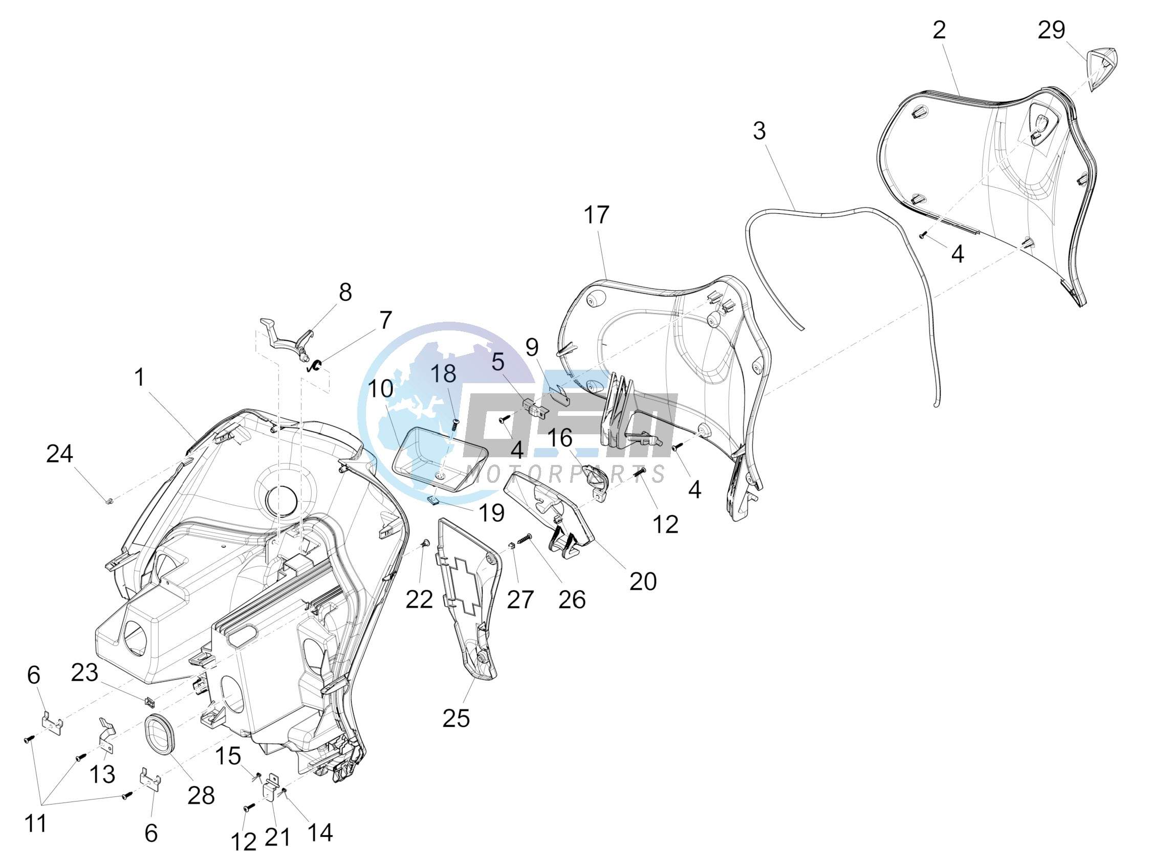 Front glove-box - Knee-guard panel