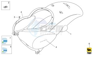 Scarabeo 50 2t e2 net drawing Rear body I - Rear fairing