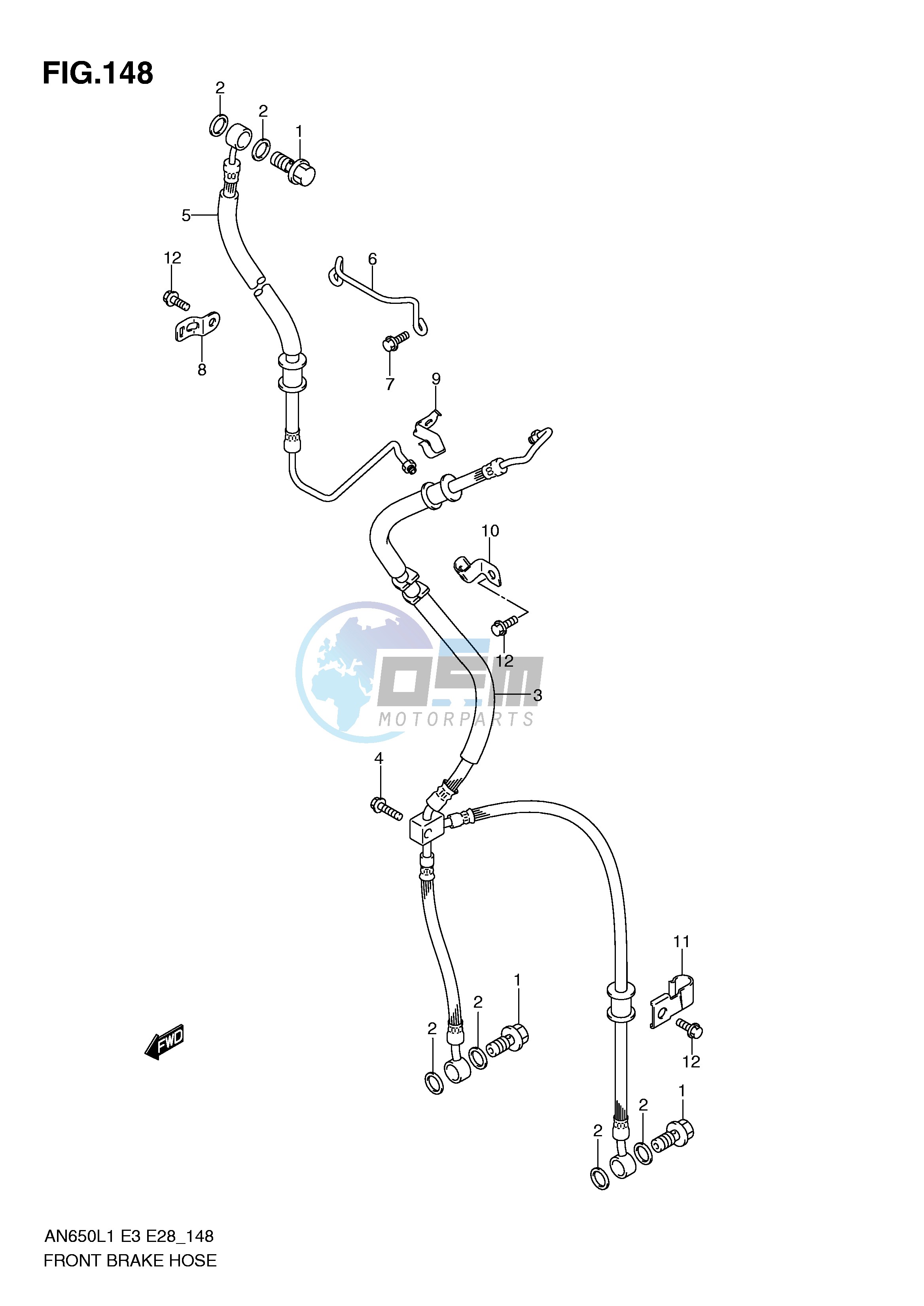 FRONT BRAKE HOSE (AN650AL1 E28)