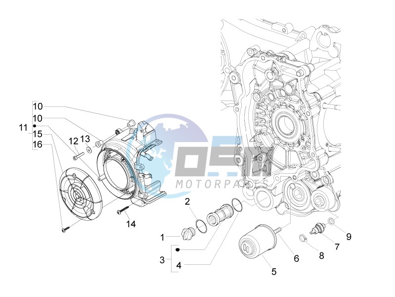 Flywheel magneto cover - Oil filter