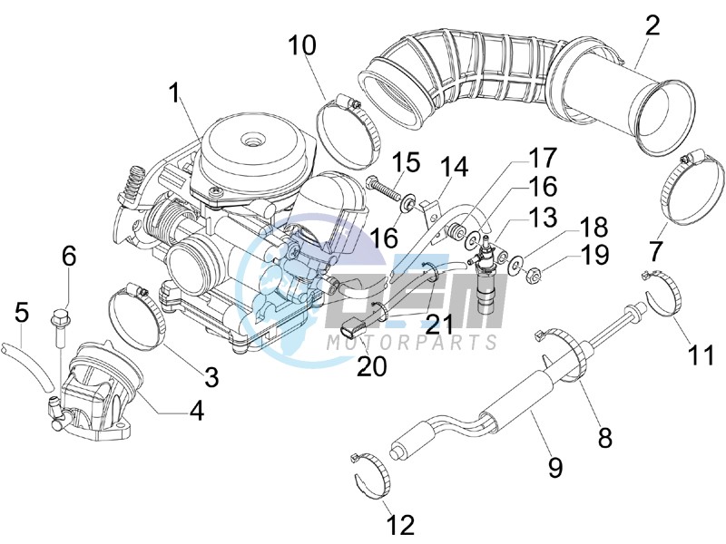 Carburettor  assembly - Union pipe