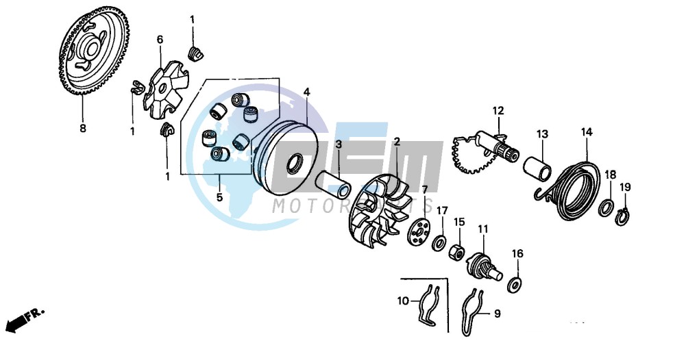 DRIVE FACE/ KICK STARTER SPINDLE