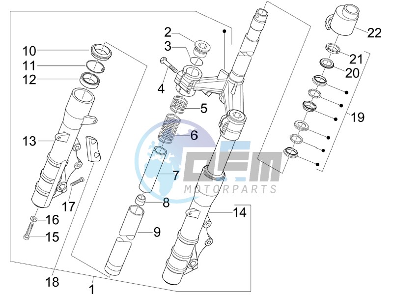 Fork steering tube - Steering bearing unit