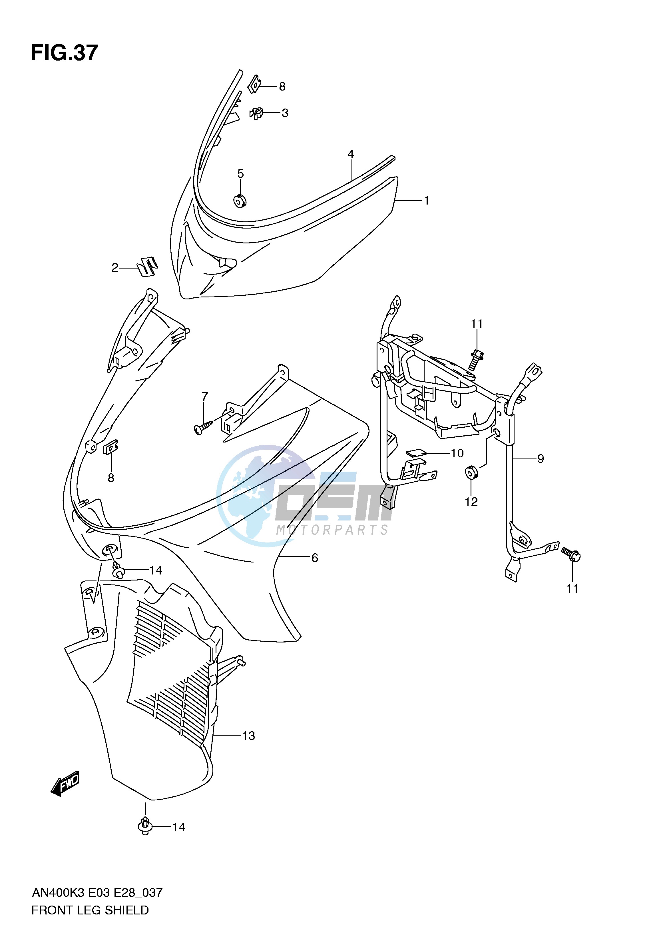 FRONT LEG SHIELD (MODEL K3 K4)