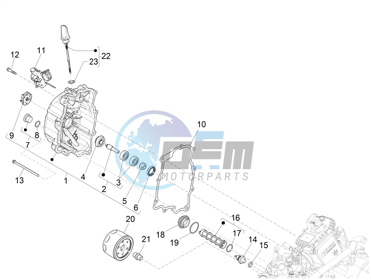 Flywheel magneto cover - Oil filter