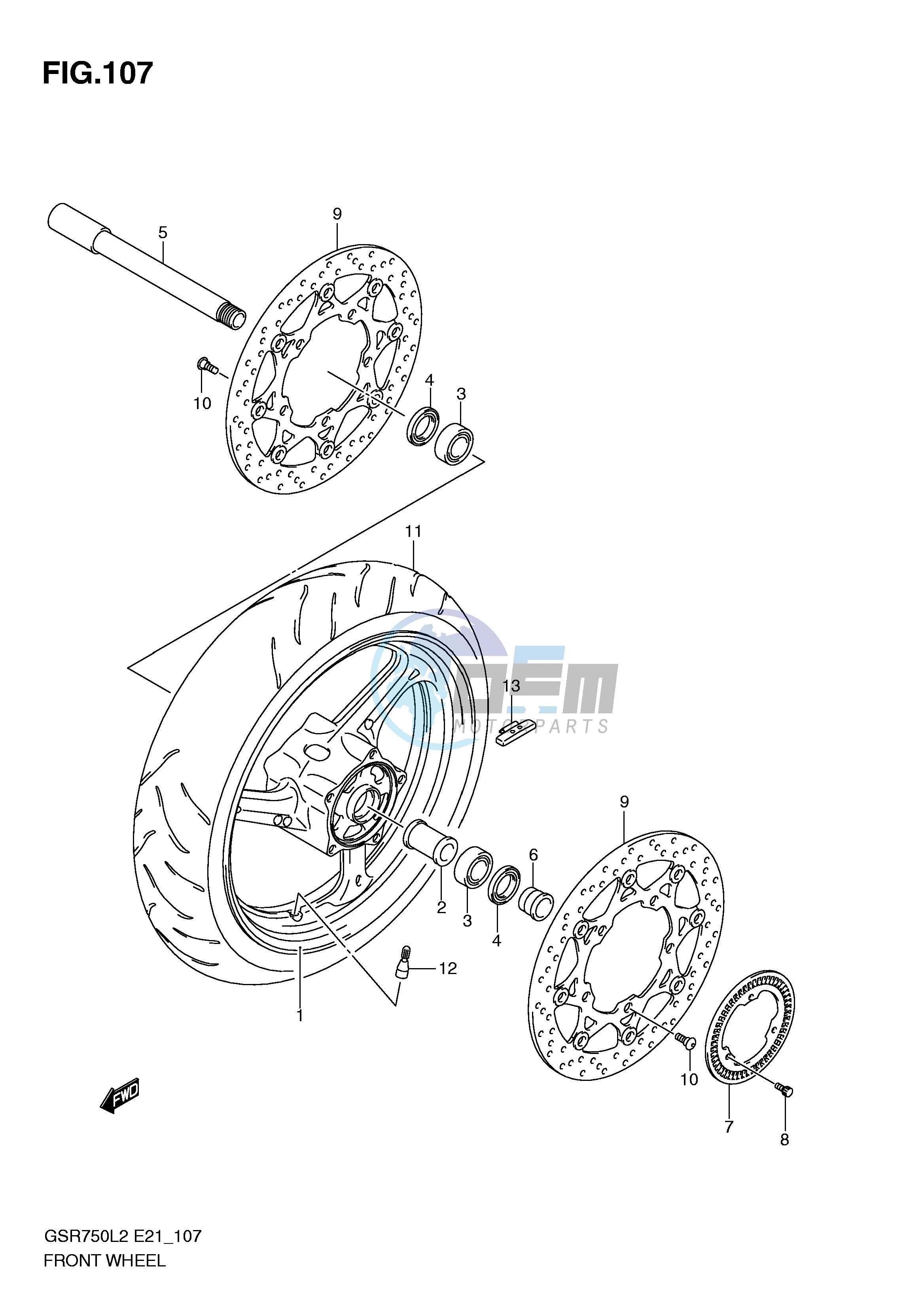 FRONT WHEEL (GSR750AUEL2 E21)