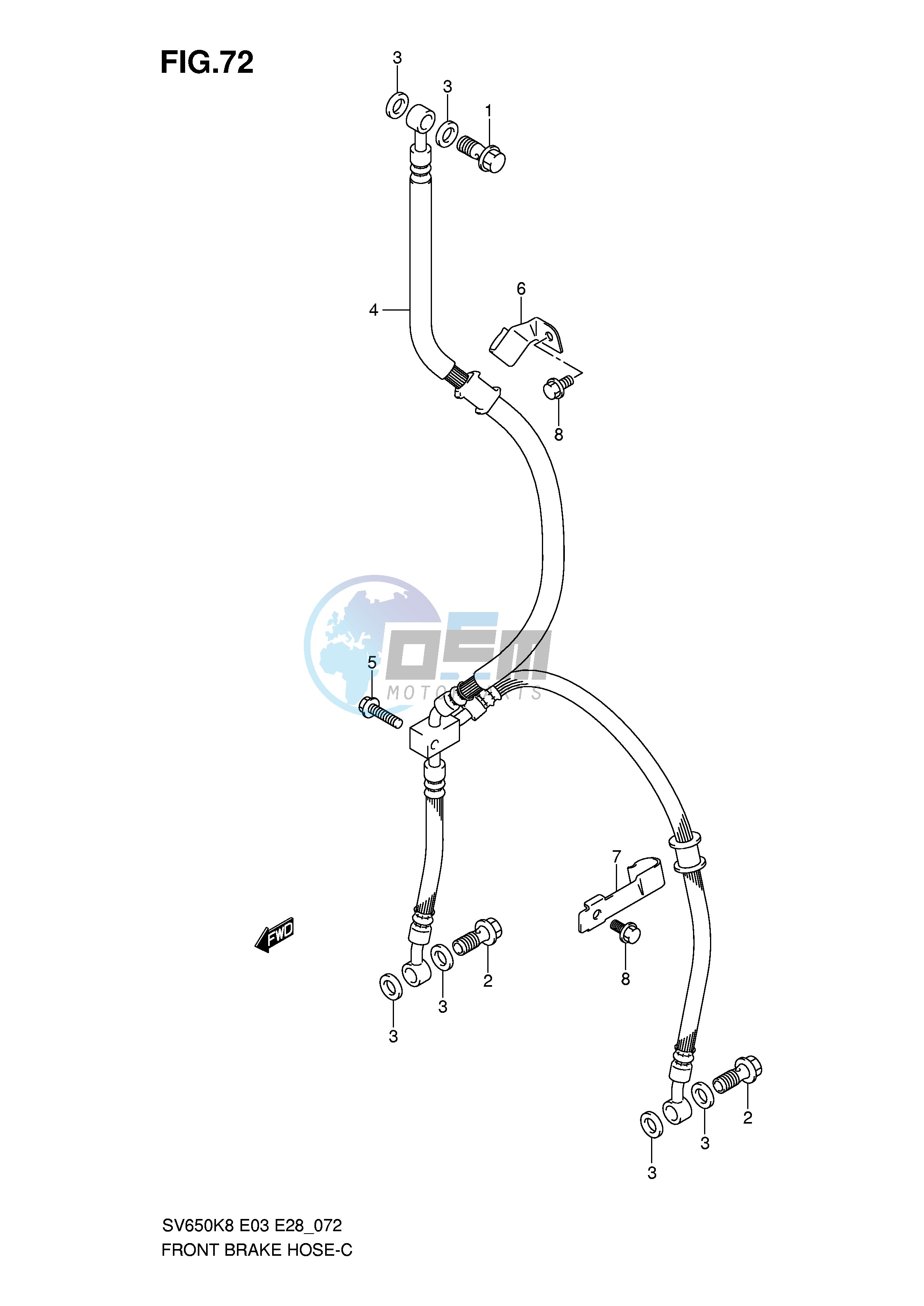 FRONT BRAKE HOSE (SV650K8 SK8 K9 SK9 SL0)