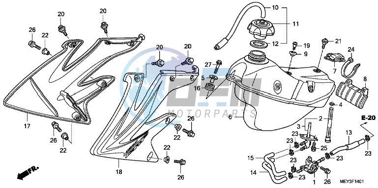 FUEL TANK (CRF450X8,9,B,C,D)