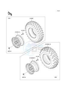 KVF 750 B (BRUTE FORCE 750 4X4I) (B6F-B7FA) A6F drawing WHEELS_TIRES