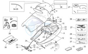 V 11 Cafe Ballabio 1100 drawing Saddle - Rear fairing