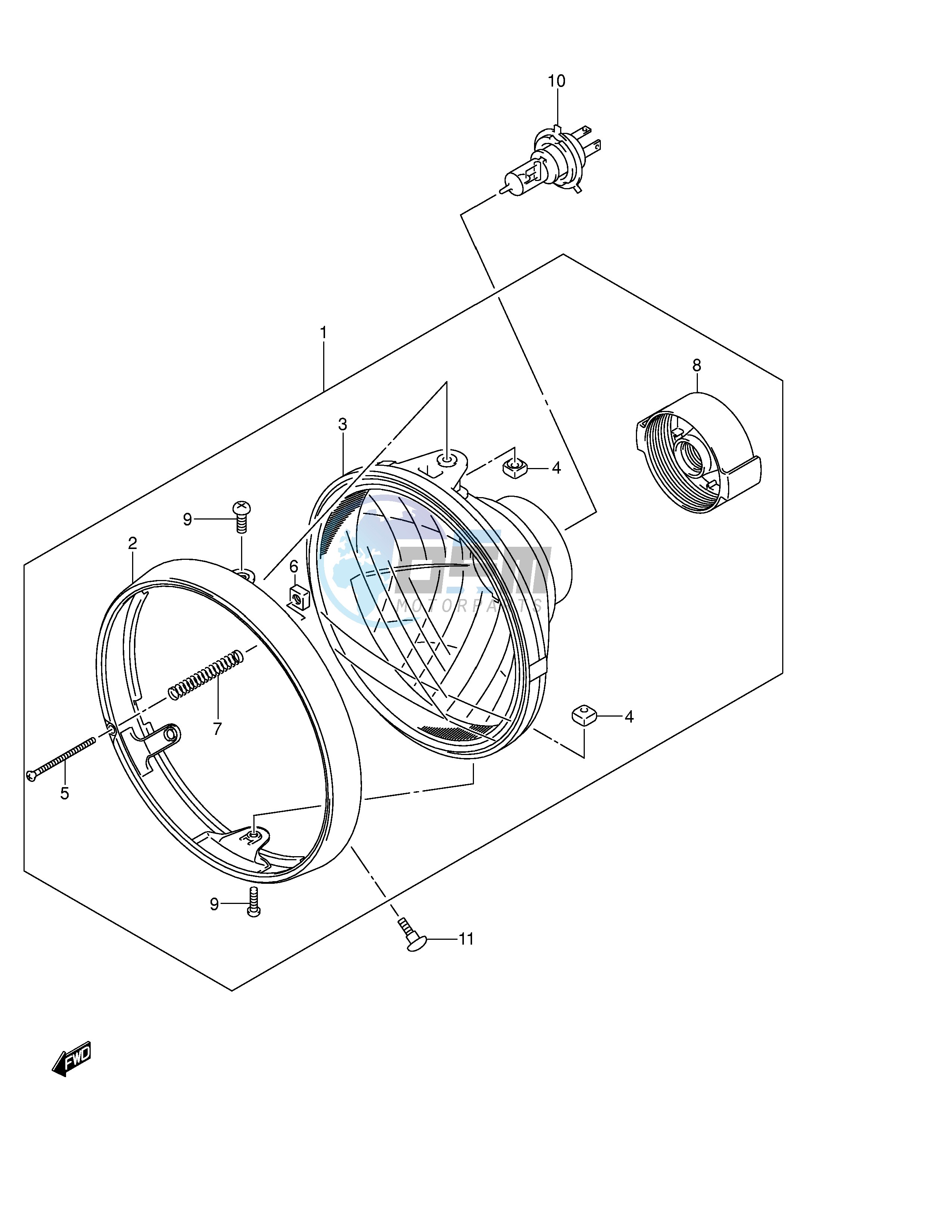 HEADLAMP ASSY (GSX1400K2 K3 E24)