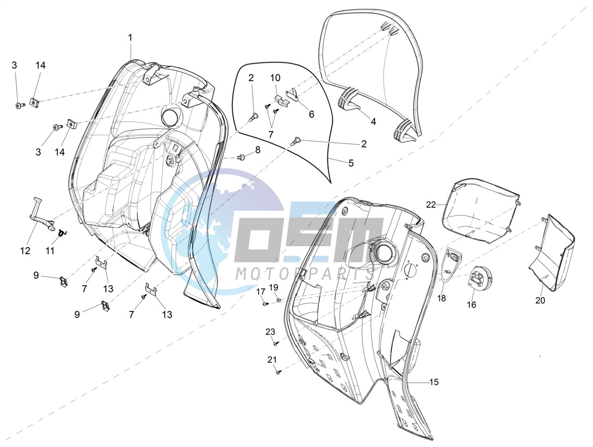 Front glove-box - Knee-guard panel