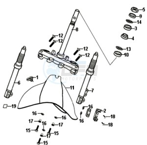 ALLO 50 45 KMH drawing FRONT FORK/ FRONT FENDER / STEERING HEAD BEARING