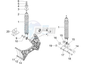 Runner 125 VX 4t SC (UK) UK drawing Rear suspension - Shock absorbers