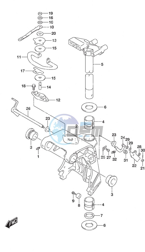 Swivel Bracket Tiller Handle w/Power Tilt