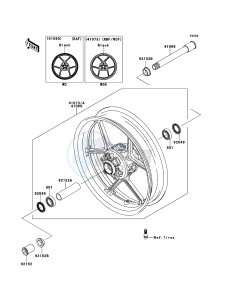 NINJA ZX-6R ZX600RBF FR GB XX (EU ME A(FRICA) drawing Front Hub