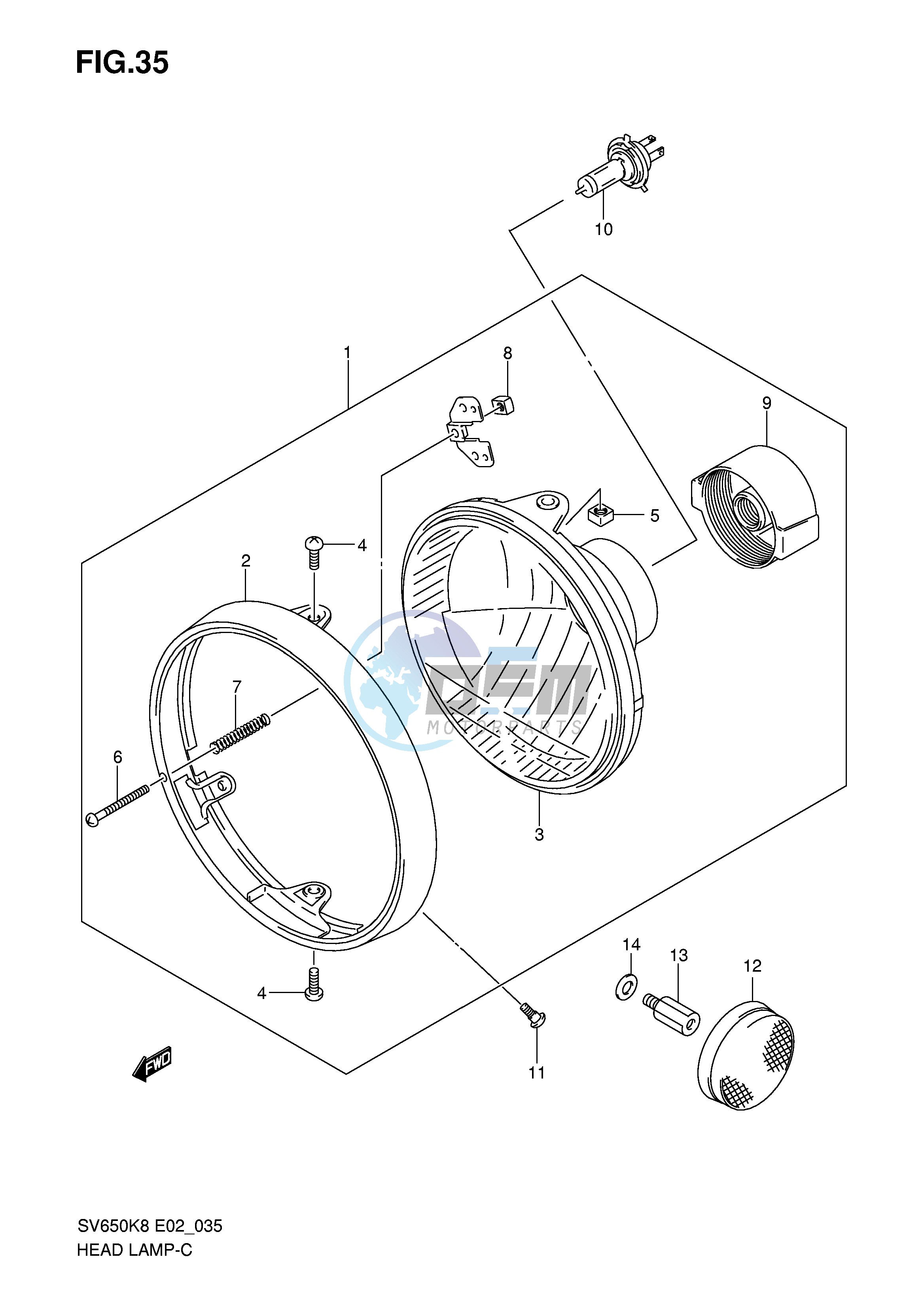 HEADLAMP (SV650K8 AK8 E24)