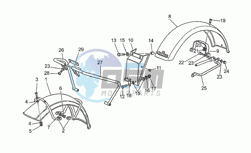 Front/rear mudguards