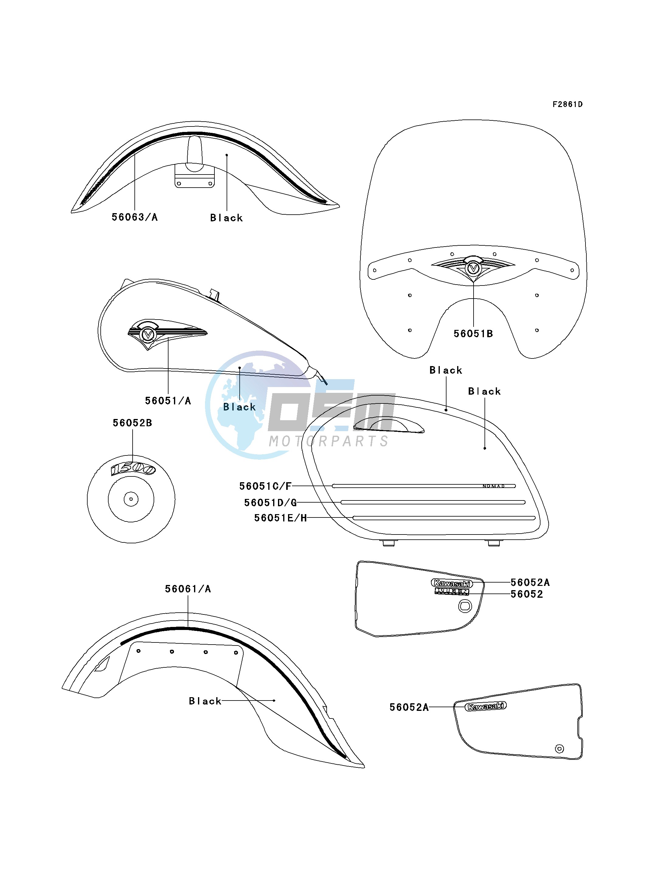 DECALS-- BLACK- --- VN1500-L4- -