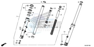 CBR500RF CBR500R UK - (E) drawing FRONT FORK